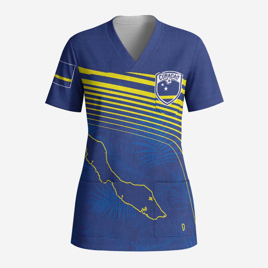 Curacao Football Custom Korsou Blue Wave Scrub Top Making History - Wonder Print Shop