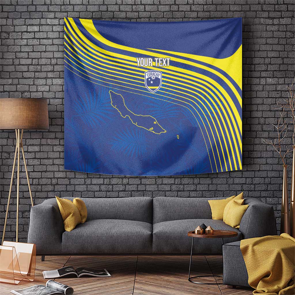 Curacao Football Custom Korsou Blue Wave Tapestry Making History - Wonder Print Shop