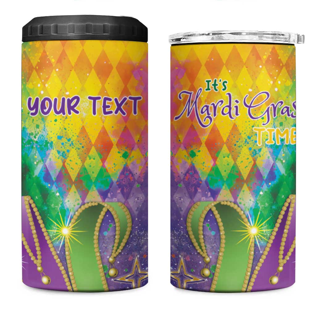 Mardi Gras 4 in 1 Can Cooler Tumbler Watercolor Mix - Carnival Bling LT7 - Wonder Print Shop