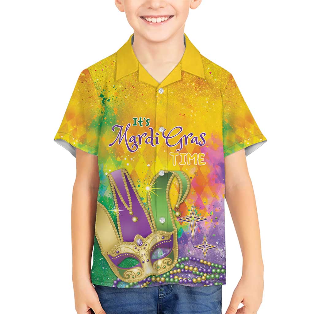 Mardi Gras Kid Hawaiian Shirt Watercolor Mix - Carnival Bling - Wonder Print Shop