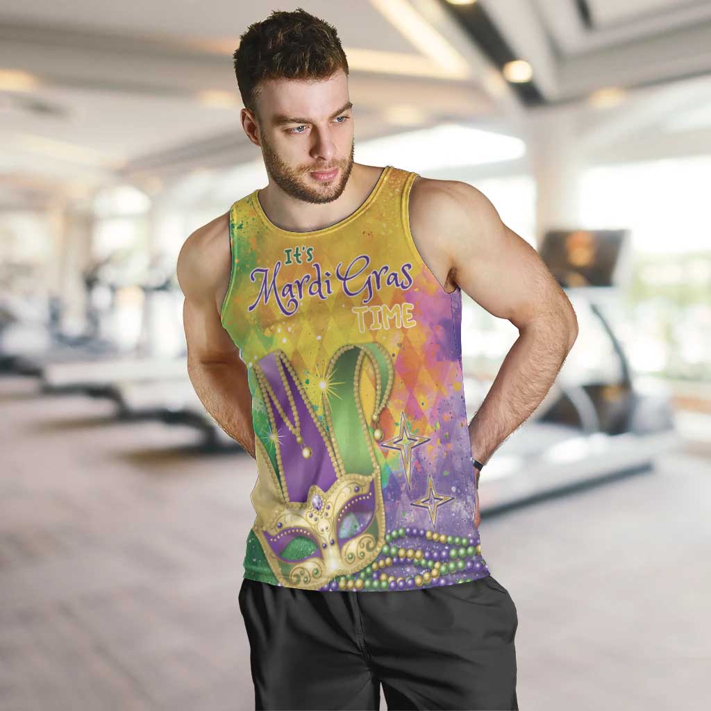 Mardi Gras Men Tank Top Watercolor Mix - Carnival Bling