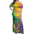 Mardi Gras Off Shoulder Maxi Dress Watercolor Mix - Carnival Bling - Wonder Print Shop