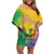 Mardi Gras Off Shoulder Short Dress Watercolor Mix - Carnival Bling - Wonder Print Shop