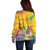 Mardi Gras Off Shoulder Sweater Watercolor Mix - Carnival Bling