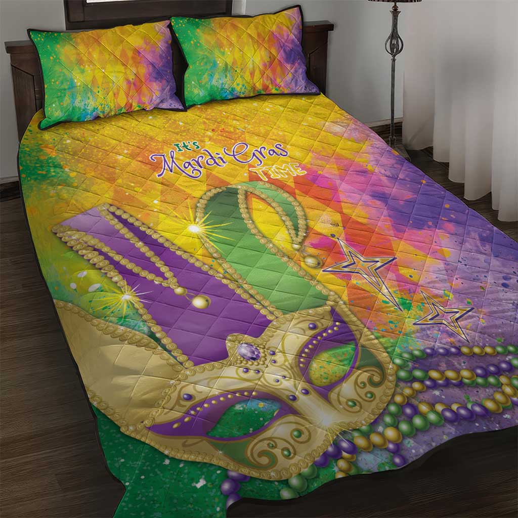 Mardi Gras Quilt Bed Set Watercolor Mix - Carnival Bling - Wonder Print Shop