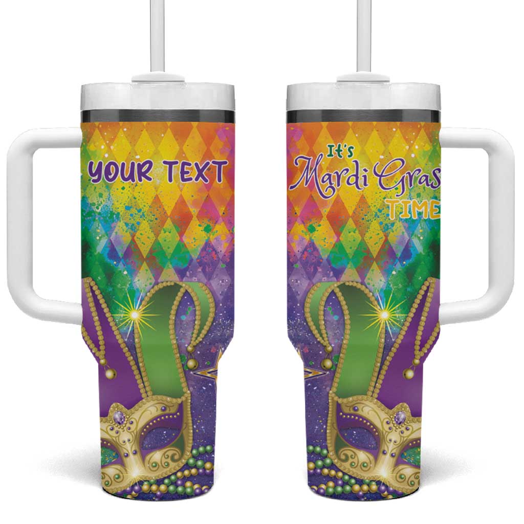 Mardi Gras Tumbler With Handle Watercolor Mix - Carnival Bling - Wonder Print Shop