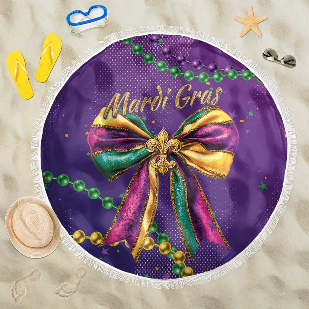 Mardi Gras Beach Blanket Coquette Bow Glitter Motifs LT7 - Wonder Print Shop