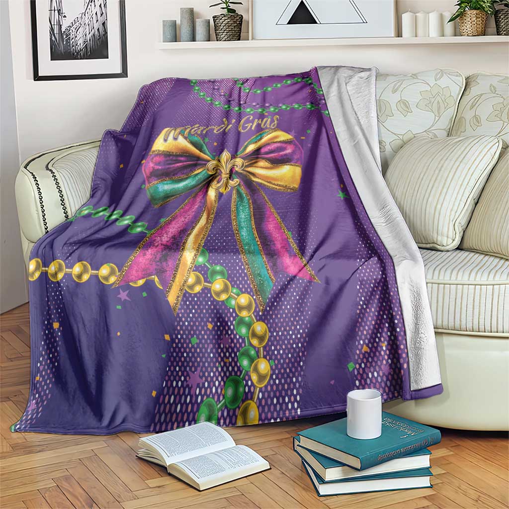 Mardi Gras Blanket Coquette Bow Glitter Motifs