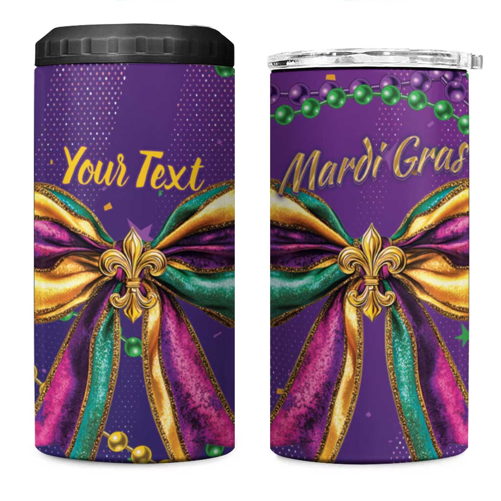 Mardi Gras 4 in 1 Can Cooler Tumbler Coquette Bow Glitter Motifs LT7 - Wonder Print Shop