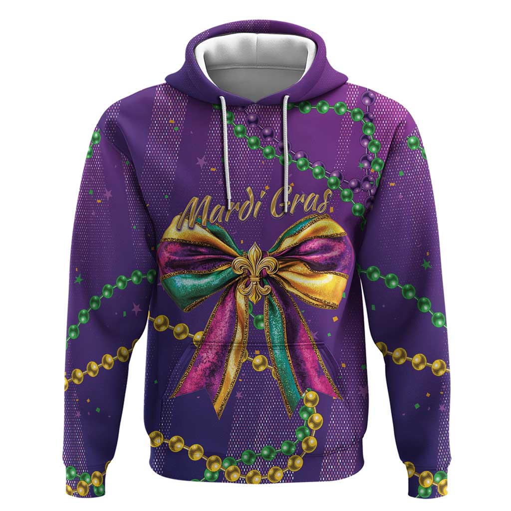 Mardi Gras Hoodie Coquette Bow Glitter Motifs - Wonder Print Shop