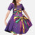 Mardi Gras Kid Short Sleeve Dress Coquette Bow Glitter Motifs - Wonder Print Shop