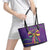 Mardi Gras Leather Tote Bag Coquette Bow Glitter Motifs - Wonder Print Shop