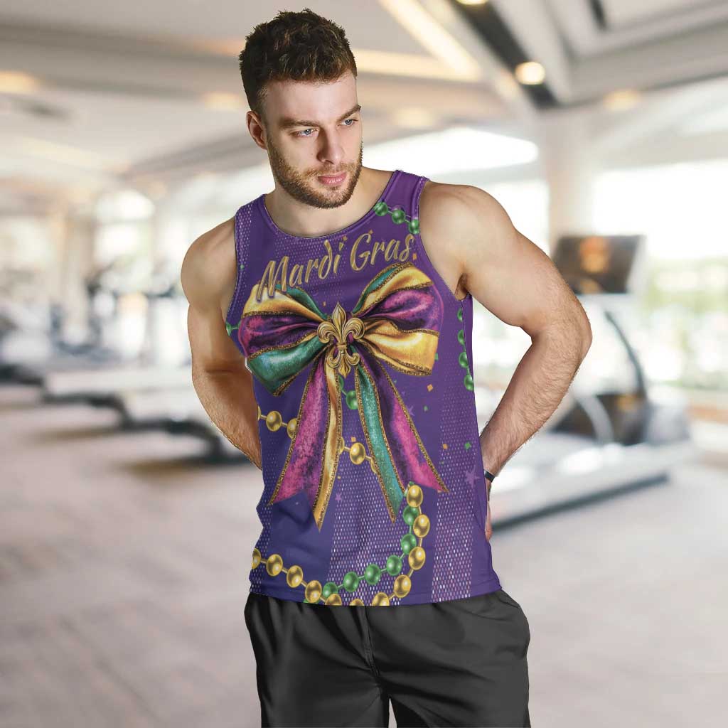 Mardi Gras Men Tank Top Coquette Bow Glitter Motifs