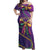 Mardi Gras Off Shoulder Maxi Dress Coquette Bow Glitter Motifs - Wonder Print Shop