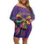 Mardi Gras Off Shoulder Short Dress Coquette Bow Glitter Motifs - Wonder Print Shop