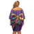 Mardi Gras Off Shoulder Short Dress Coquette Bow Glitter Motifs - Wonder Print Shop