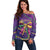 Mardi Gras Off Shoulder Sweater Coquette Bow Glitter Motifs