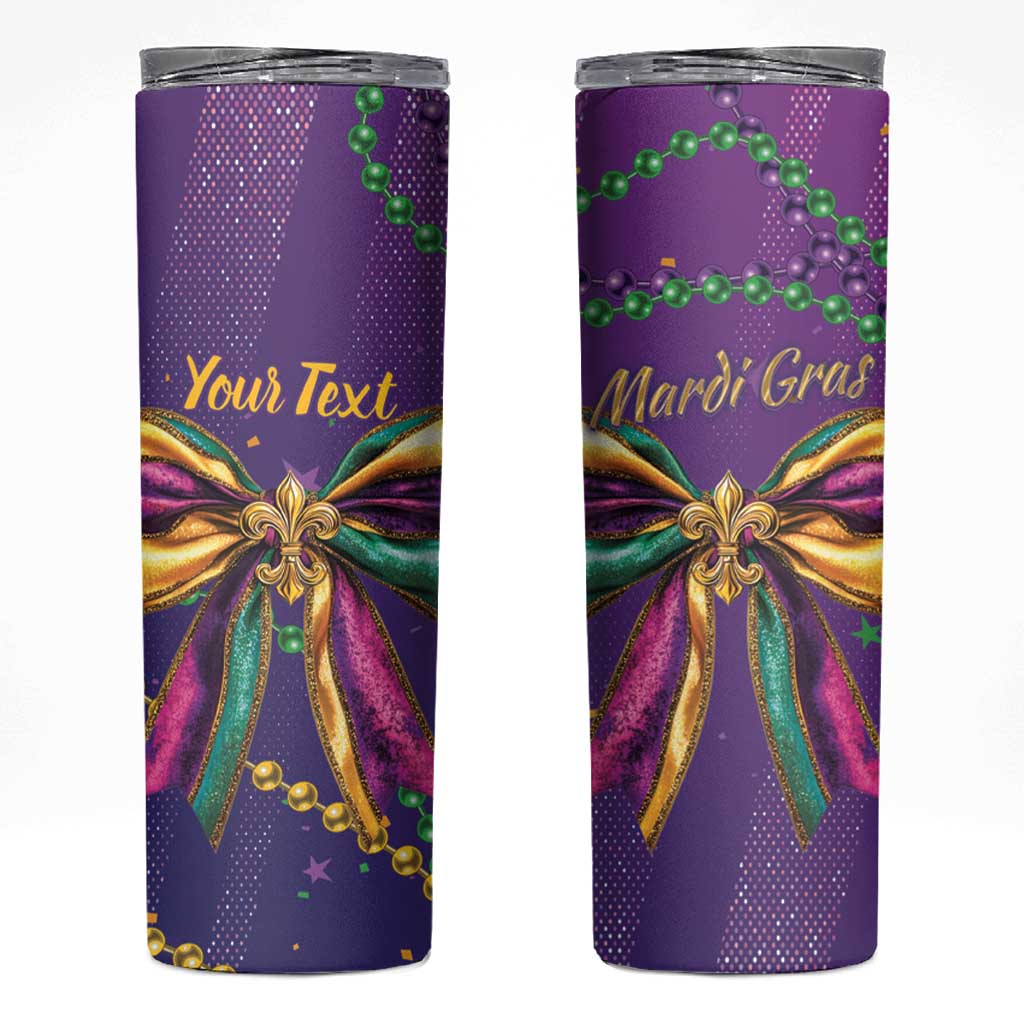 Mardi Gras Skinny Tumbler Coquette Bow Glitter Motifs - Wonder Print Shop