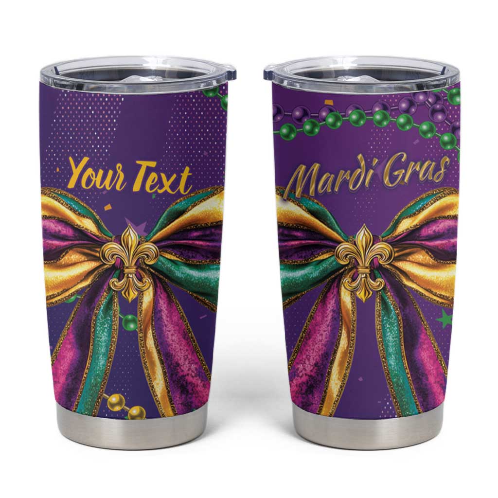 Mardi Gras Tumbler Cup Coquette Bow Glitter Motifs - Wonder Print Shop