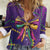 Mardi Gras Women Casual Shirt Coquette Bow Glitter Motifs