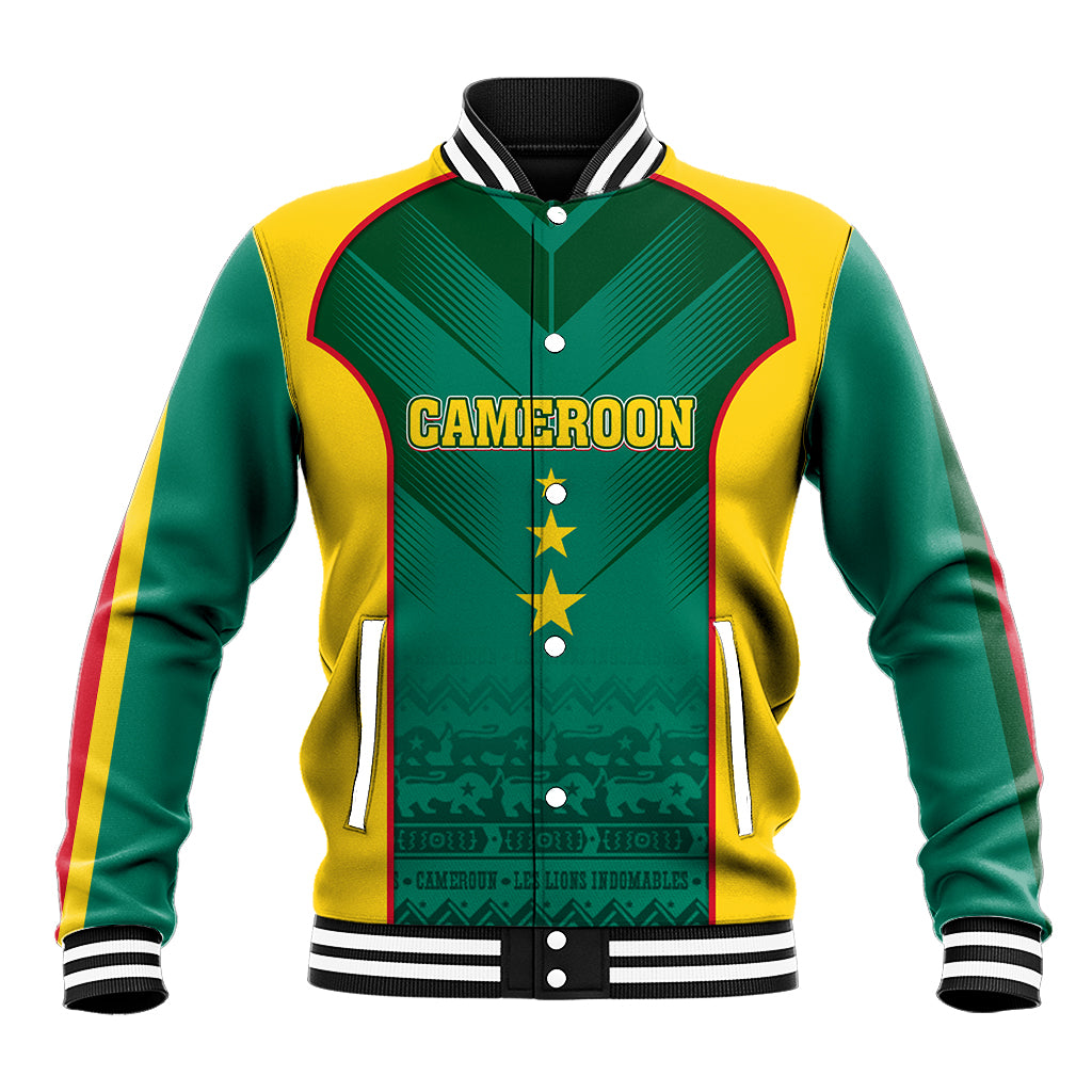 Custom Cameroon Football Baseball Jacket Nations Cup 2024 Les Lions Indomptables LT7 - Wonder Print Shop