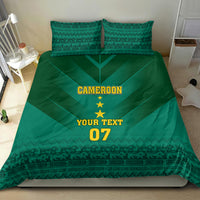 Green Cameroon bedding set with matching pillowcases; duvet shows Cameroon and '07'