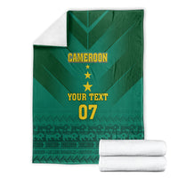 Green Cameroon football blanket front view with “CAMEROON”, stars, “YOUR TEXT”, “07”