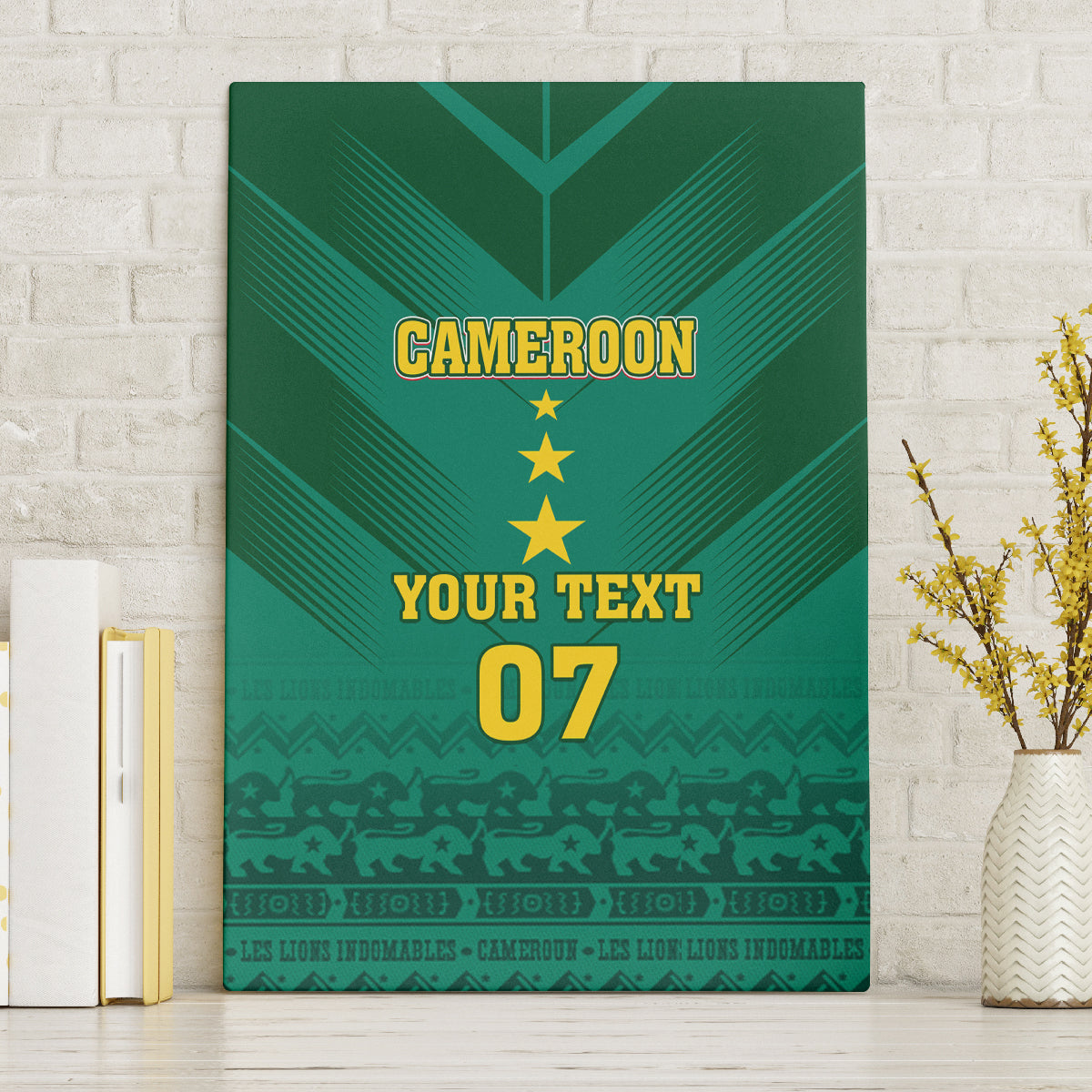 Custom Cameroon Football Canvas Wall Art Nations Cup 2024 Les Lions Indomptables LT7 - Wonder Print Shop