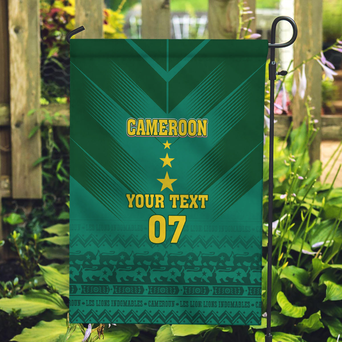 Custom Cameroon Football Garden Flag Nations Cup 2024 Les Lions Indomptables - Wonder Print Shop