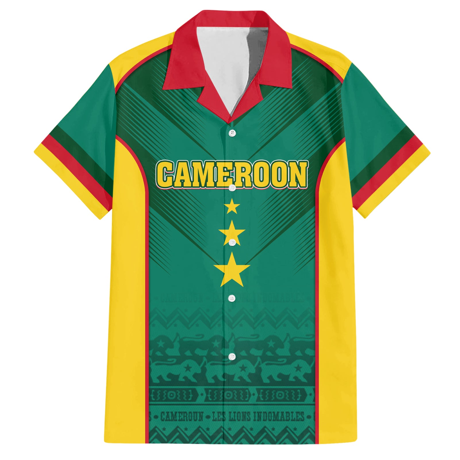 Custom Cameroon Football Hawaiian Shirt Nations Cup 2024 Les Lions Indomptables - Wonder Print Shop