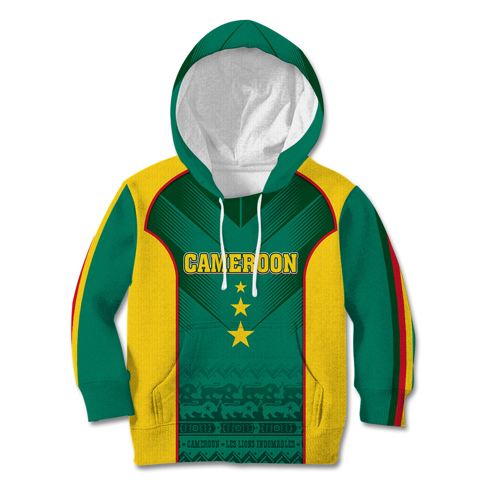 Custom Cameroon Football Kid Hoodie Nations Cup 2024 Les Lions Indomptables - Wonder Print Shop