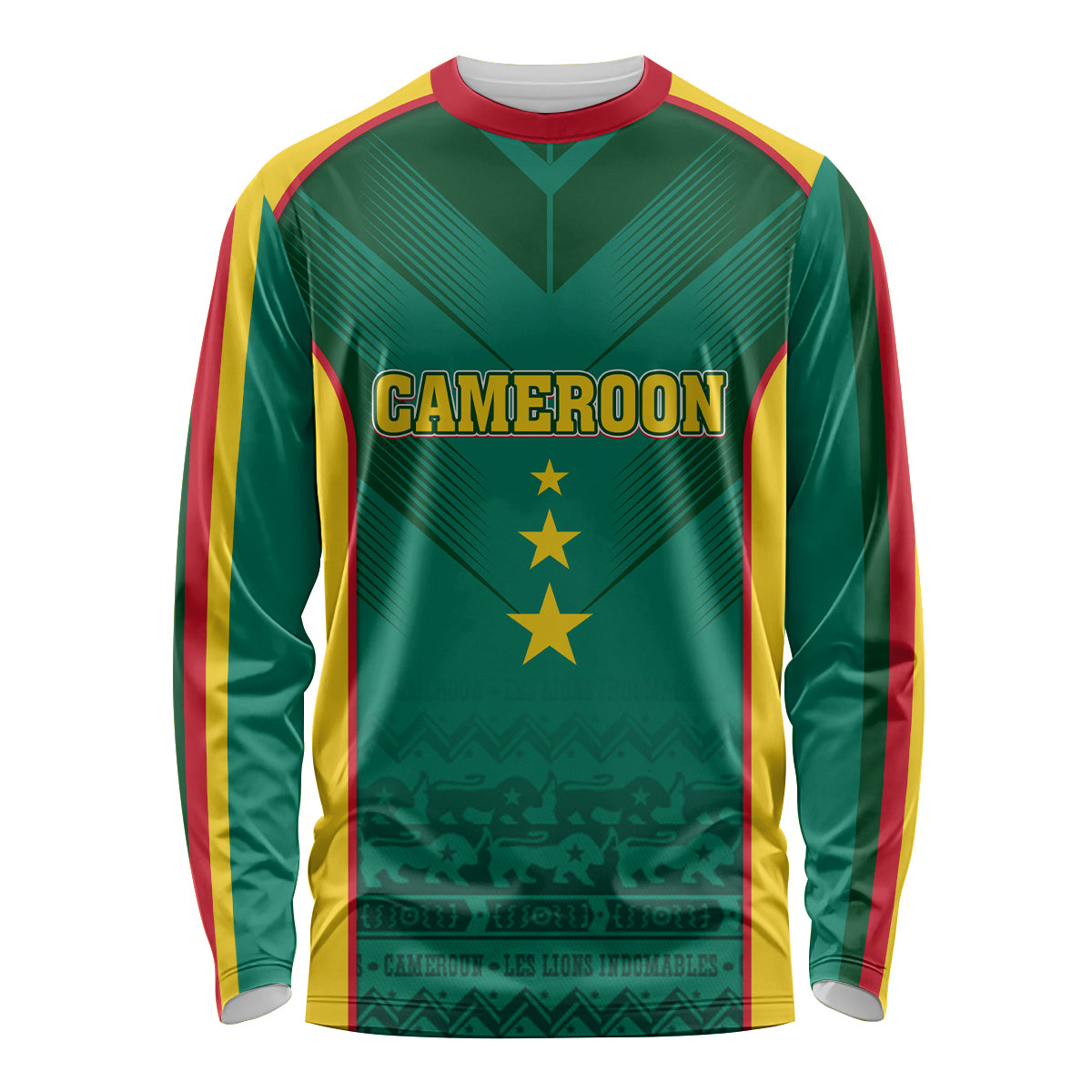 Custom Cameroon Football Long Sleeve Shirt Nations Cup 2024 Les Lions Indomptables - Wonder Print Shop