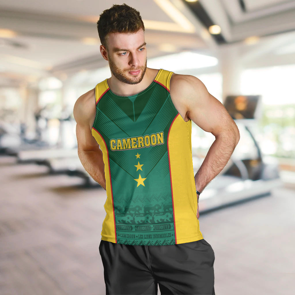 Custom Cameroon Football Men Tank Top Nations Cup 2024 Les Lions Indomptables - Wonder Print Shop