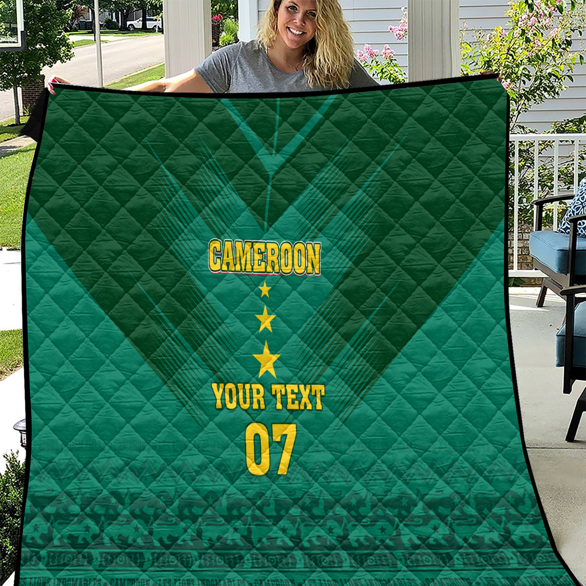 Custom Cameroon Football Quilt Nations Cup 2024 Les Lions Indomptables