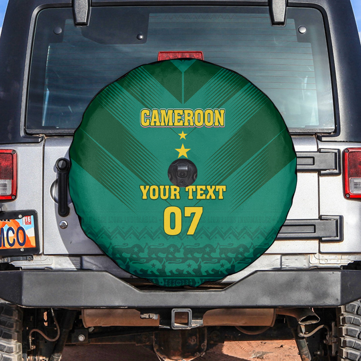 Custom Cameroon Football Spare Tire Cover Nations Cup 2024 Les Lions Indomptables - Wonder Print Shop