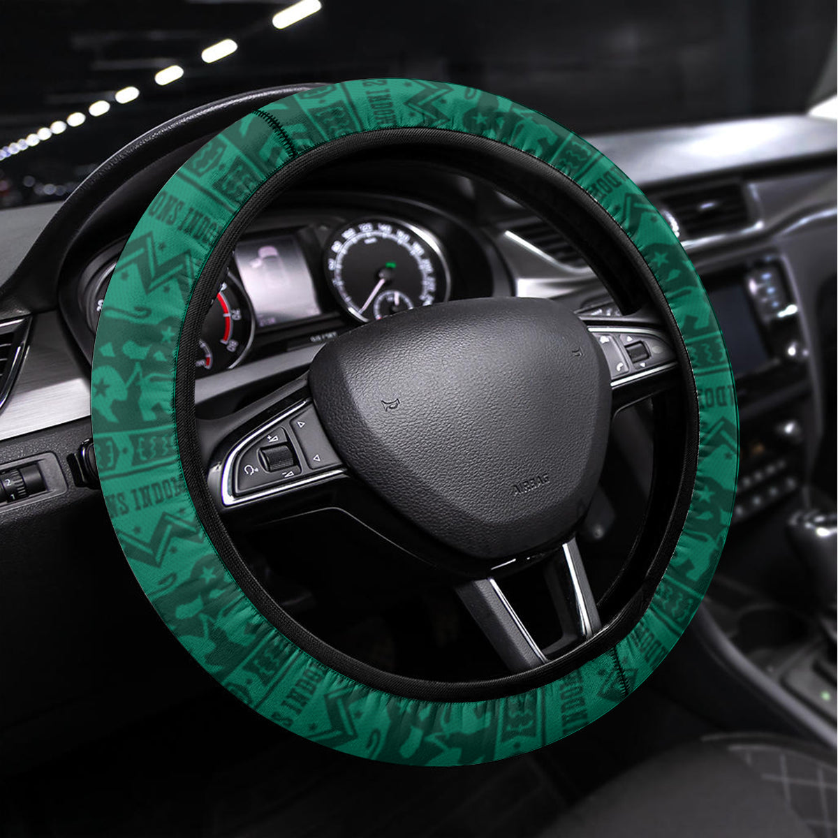 Custom Cameroon Football Steering Wheel Cover Nations Cup 2024 Les Lions Indomptables - Wonder Print Shop