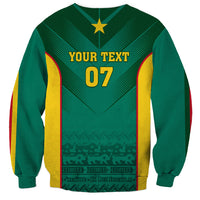 Green football sweatshirt with yellow side panels, YOUR TEXT 07 print and gold stars
