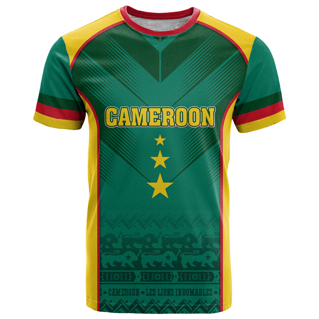 Custom Cameroon Football T Shirt Nations Cup 2024 Les Lions Indomptables - Wonder Print Shop