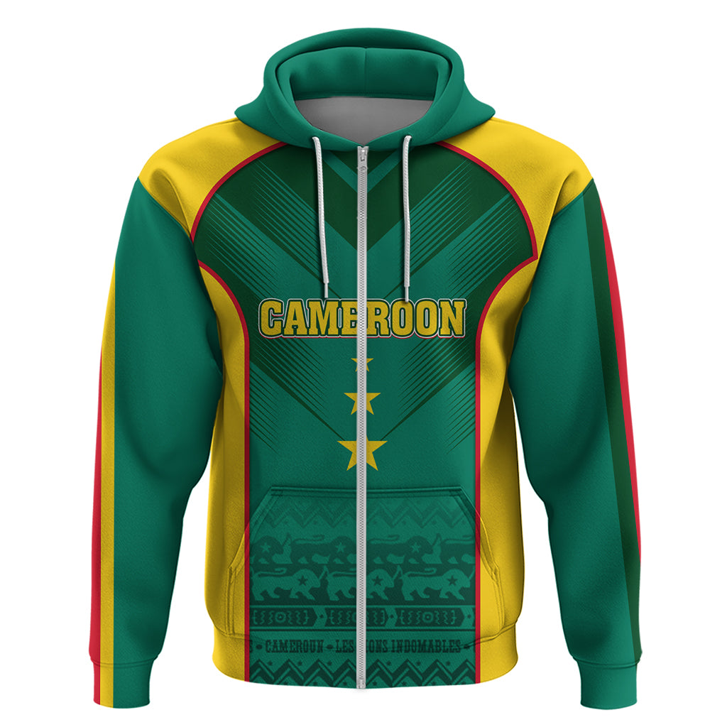 Custom Cameroon Football Zip Hoodie Nations Cup 2024 Les Lions Indomptables