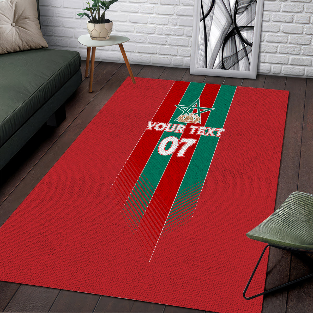 Custom Morocco Football Area Rug Nations Cup 2024 Atlas Lions LT7 - Wonder Print Shop