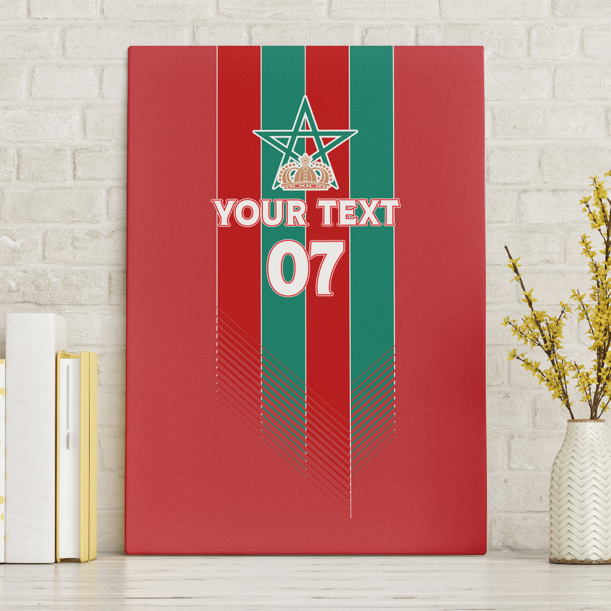 Custom Morocco Football Canvas Wall Art Nations Cup 2024 Atlas Lions LT7 - Wonder Print Shop