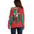 Custom Morocco Football Off Shoulder Sweater Nations Cup 2024 Atlas Lions - Wonder Print Shop