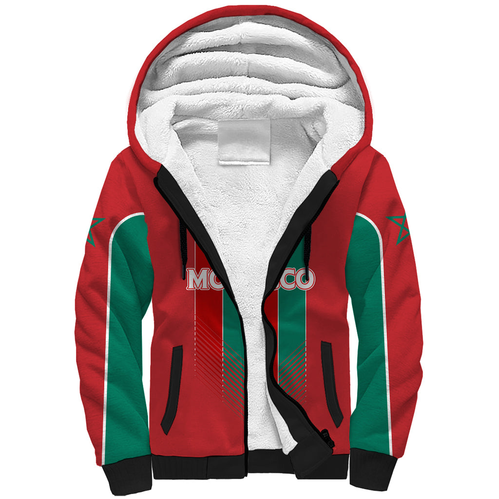 Custom Morocco Football Sherpa Hoodie Nations Cup 2024 Atlas Lions