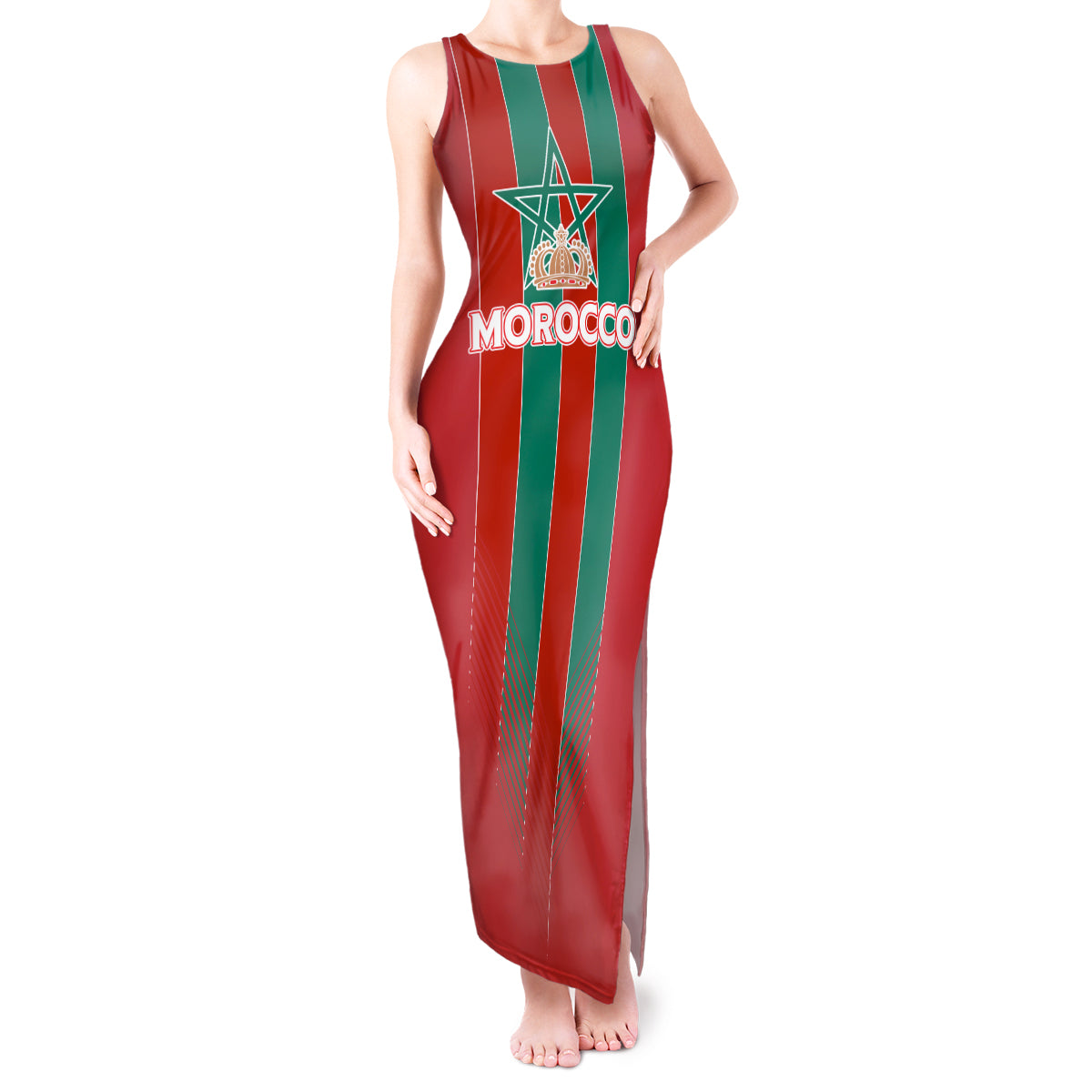 Custom Morocco Football Tank Maxi Dress Nations Cup 2024 Atlas Lions