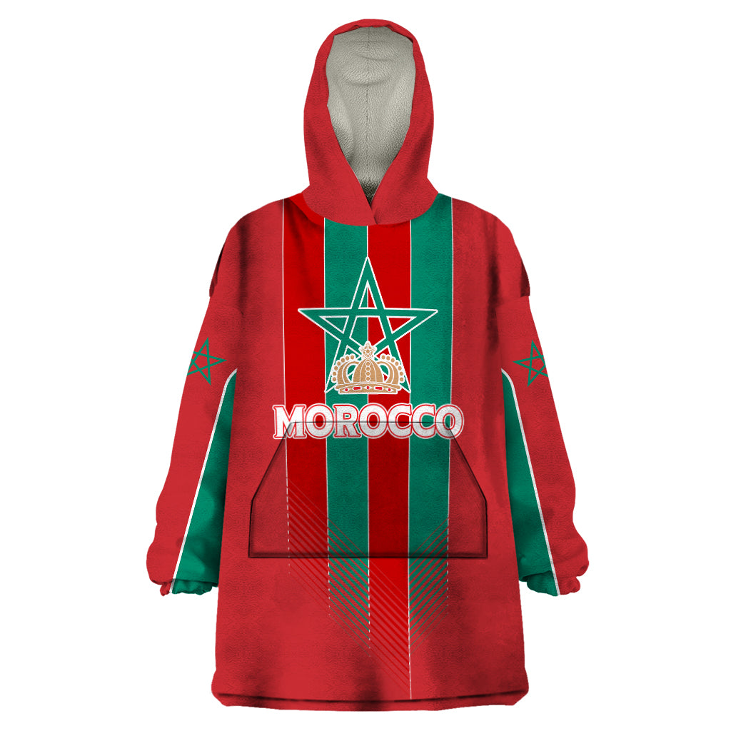 Custom Morocco Football Wearable Blanket Hoodie Nations Cup 2024 Atlas Lions