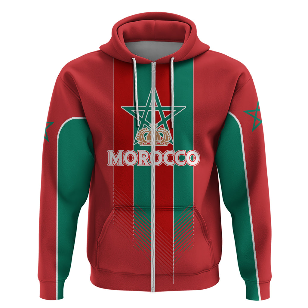 Custom Morocco Football Zip Hoodie Nations Cup 2024 Atlas Lions