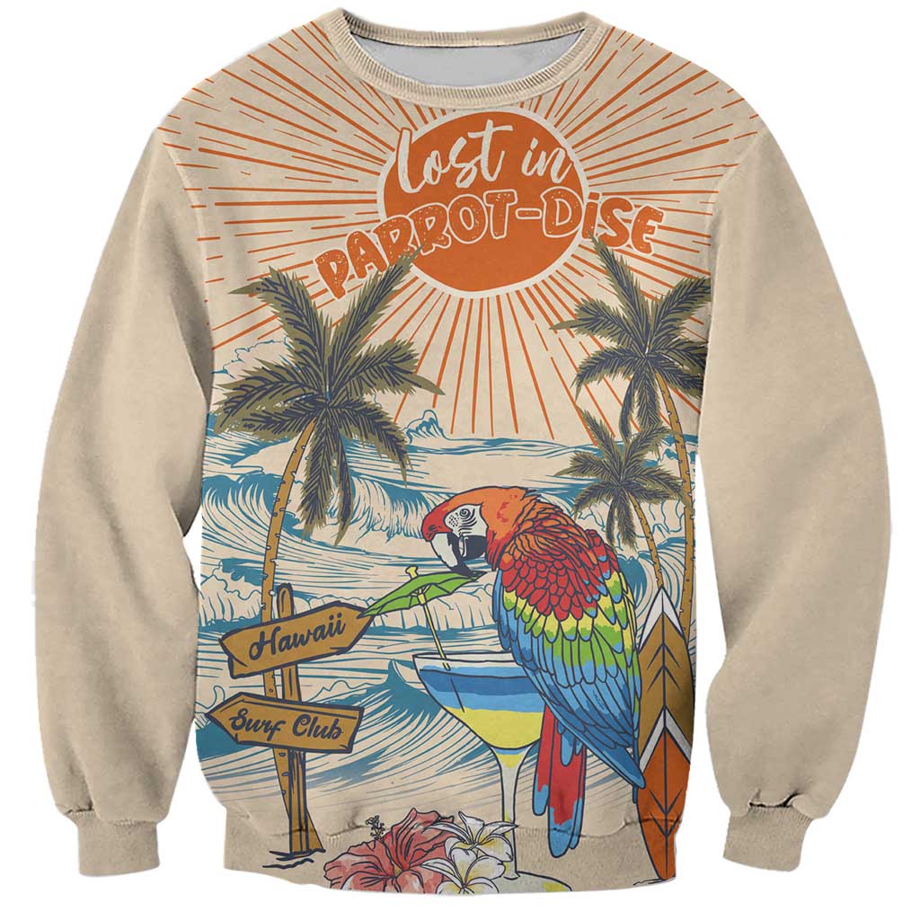 Personalized Christmas In July - Hawaii Retro Sweatshirt Lost In Parrot-dise