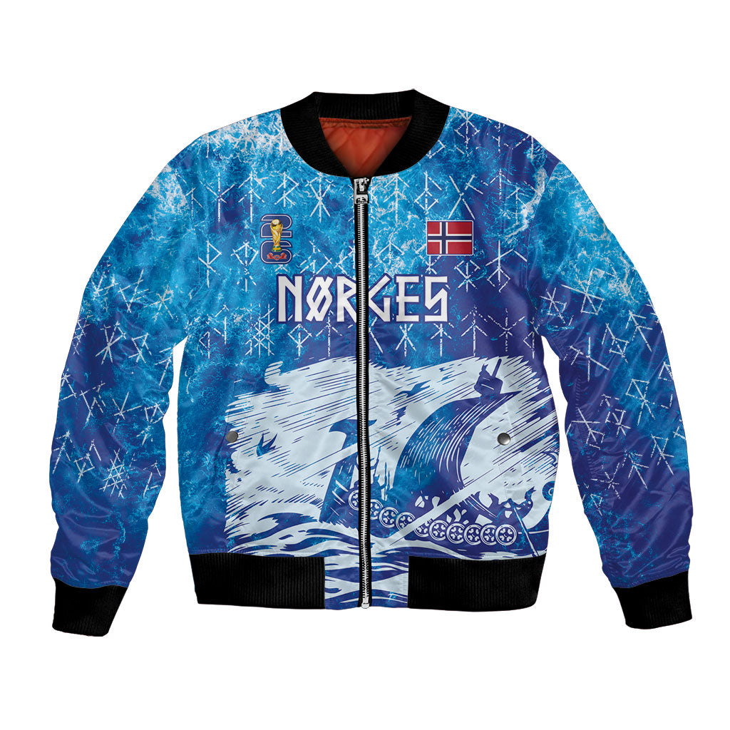 Norges Football WC2026 Custom Viking Rowing Bomber Jacket Raging Waves