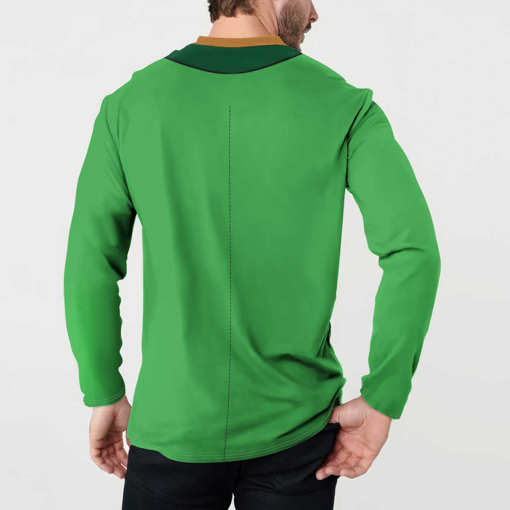 St.Patrick green sweatshirt with plain back and vertical seam; long sleeves
