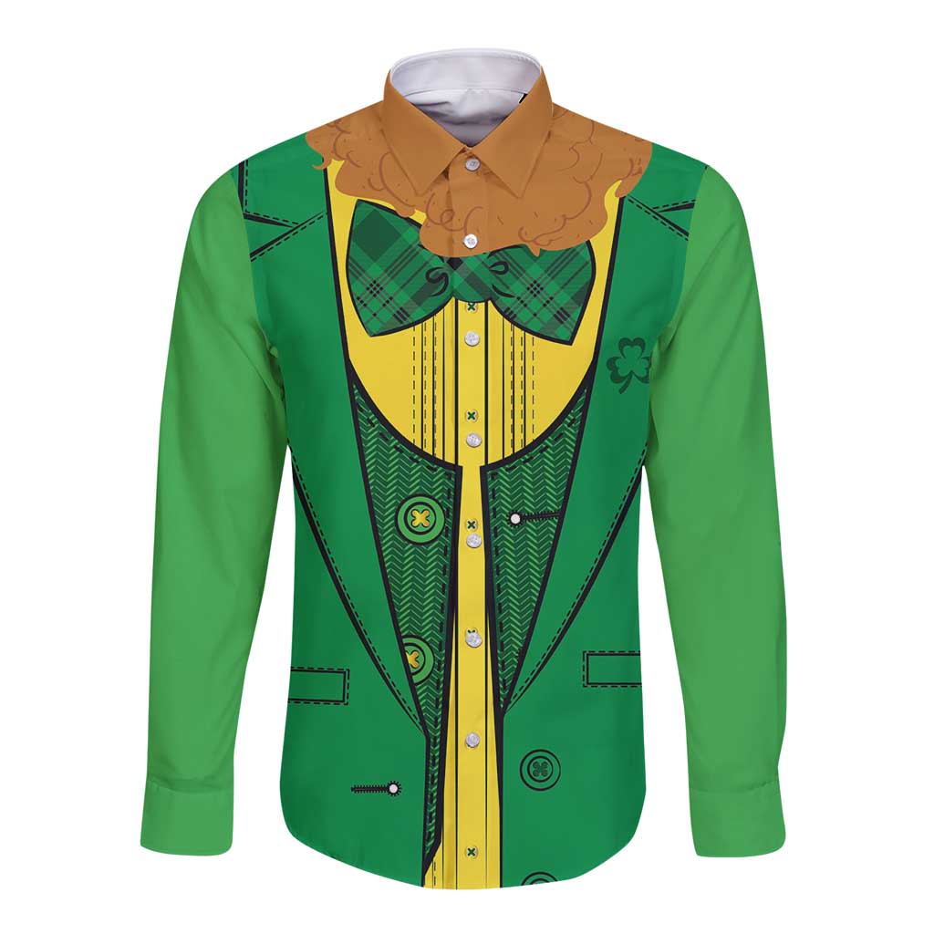 St.Patrick Leprechaun Inspired Funny Long Sleeve Button Shirt - Wonder Print Shop